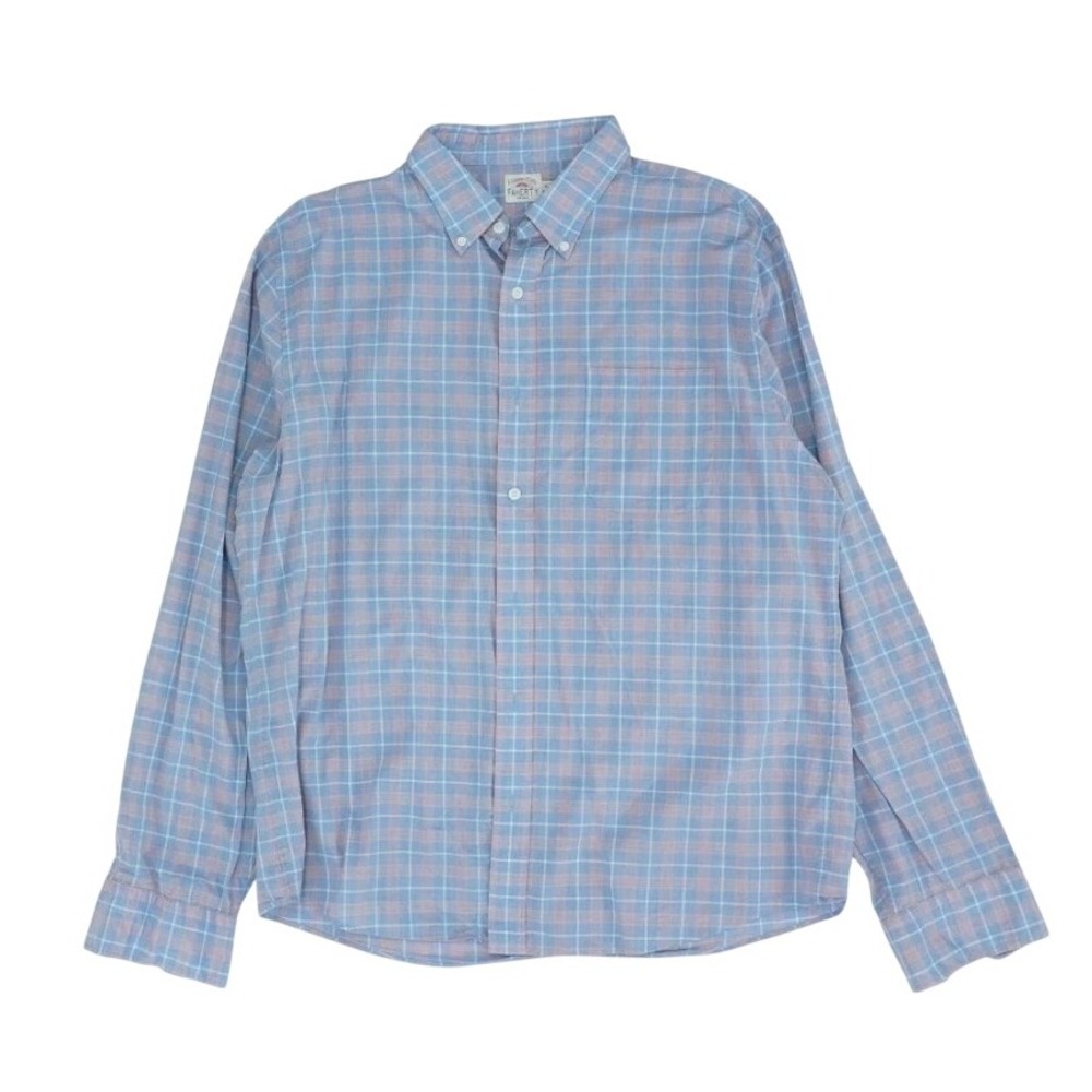 Faherty Mens Blue‎ Plaid Button Down Long Sleeve Casual Shirt XL
